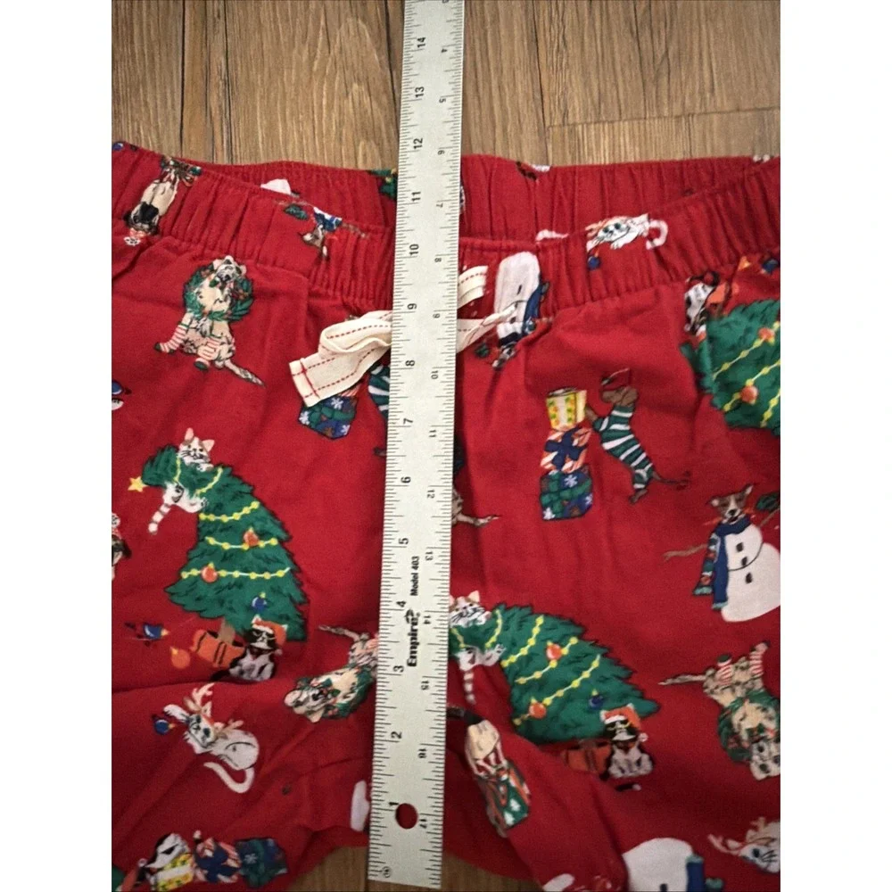 Old Navy Size Xs Dog & Cat Christmas Themed Flannel Pajama Bottoms Red Long